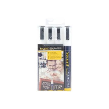 Pennarelli a gesso liquido Securit a punta media 2-6 mm bianco set da 4 pennarelli - SMA510-V4-WT
