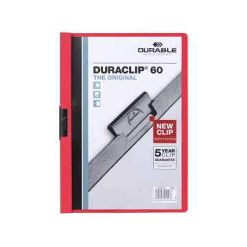 Cartellina con clip Durable DURACLIP A4 - dorso 6 mm - capacità 60 fogli rosso - 220903