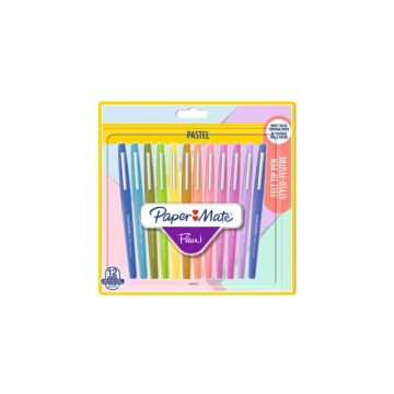 Penne punta fibra Paper Mate Flair/Nylon pastel 1.1 M - tratto 1 mm - assortiti blister da 12 pezzi - 2137277