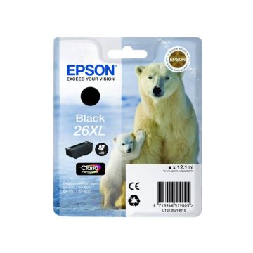 Cartuccia inkjet alta capacità ink pigmentato Orso polare 26XL Epson nero C13T26214012