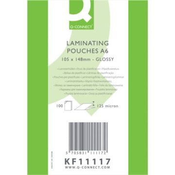Pouches per plastificatrici Q-Connect 111x154 mm lucide A6 conf. 100 pz 125 micron - KF11117