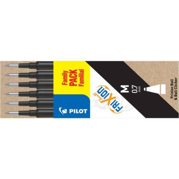 Refill sfera Pilot Frixion Ball e Clicker 0,7 mm nero Conf. 6 pezzi - 006642