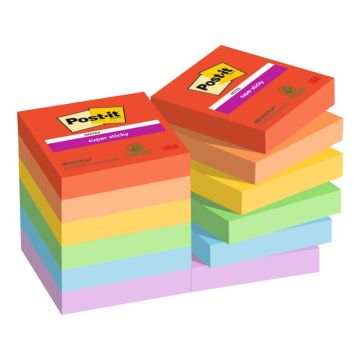 Foglietti Post-it® Super Sticky Playful conf. 12 blocchetti da 90 ff - 47,6x47,6 mm - 622-12SS-PLAY