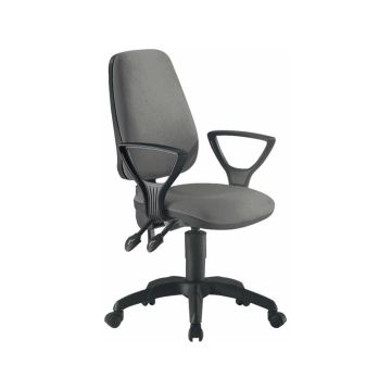 Sedia operativa girevole Unisit Leda LDAY Eco smart - schienale alto rivest. ignifugo grigio con braccioli LDAY/BR/IT