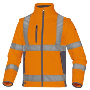 Giacca Delta Plus Moonlight2 -classe 3- 5 tasche - tessuto softshell - argento arancio fluo-grigio - L - MOON2OGGT