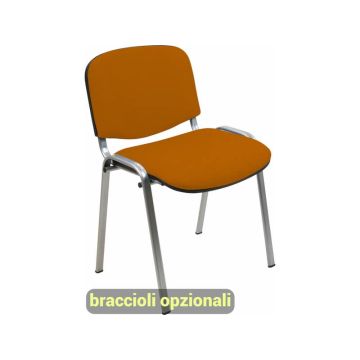 Sedia visitatore 4 gambe Unisit Dado D5G acciaio grigio - rivestimento eco arancione - Conf. 2 pezzi - D5G/2/EA