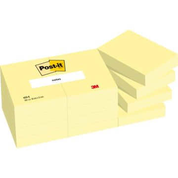 Foglietti riposizionabili classici Post-it Notes 38x51 mm 100 ff Giallo Canary™ conf. da 12 - 653E