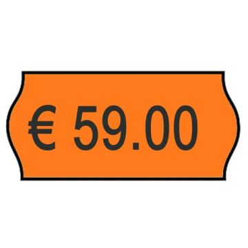 Rotolo da 1000 etichette per prezzatrice Printex sagomate 26x12 mm arancio perm. conf. 10 rotoli - 2612sfp10ar