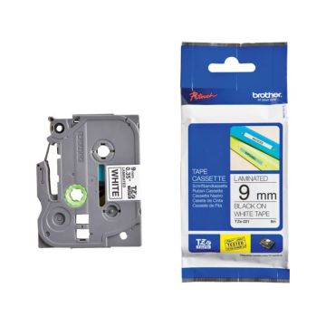 NASTRO BROTHER TZE-221 9MMx8MT NERO/BIANCO