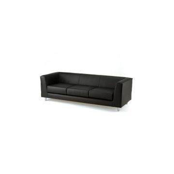 Divano attesa a 3 posti Unisit Quad QD3 schienale fisso - rivestimento tessuto similpelle nero - QD3/KN
