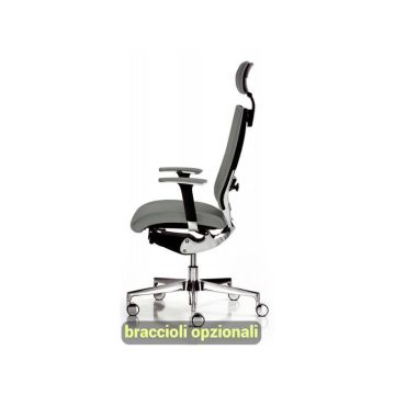 Sedia semidirezionale girevole Unisit Concept COTPG ergonomica con poggiatesta rivestimento pelle grigio - COTPG/PT
