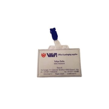 Portanome Viva rigido con clip in metallo 88x53mm pvc conf. 50pz trasparente - 138+150PL