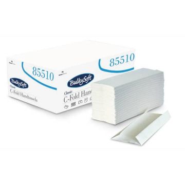 Asciugamani interfogliati piagatura a C Bulkysoft 23x31 cm bianco Cf. 20 pacchetti da 153 fogli - 85510.E20