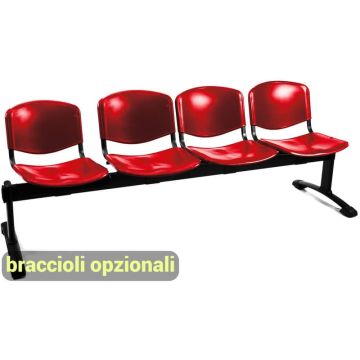Panca 4 posti attesa Unisit Dado D54P - rivestimento Eco rosso D54P/ER