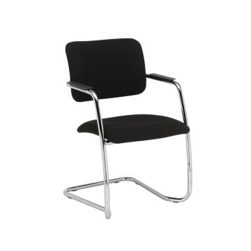 Sedia visitatore con slitta Unisit Lithium LTLT struttura cromata - rivest. Eco nero - impilabile LTLT/EN
