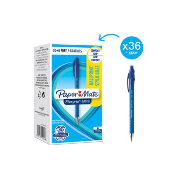 Penna a sfera a scatto Paper Mate Flexgrip Ultra M 1,0 mm blu confezione da 36 - 1910074