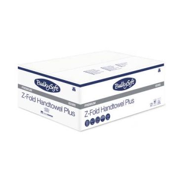 Asciugamani interfogliati piagatura a Z Bulkysoft 21,5x24 cm bianco Cf. 25 fascette da 150 fogli - 83380.E20