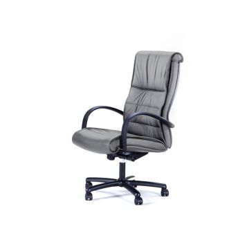 Poltrona direzionale girevole Unisit Gemini GMPY schienale fisso rivestimento pelle grigio - GMPY/PT