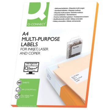 Etichette universali Q-Connect 105x42,3 mm bianco 14. et./foglio Conf. 100 fogli - KF10656