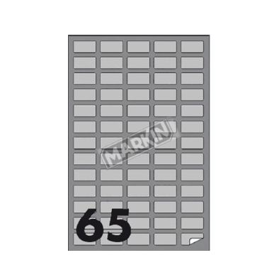 Etichetta adesiva A/400 argento 100fg A4 laser 38,1x21,2mm (65et/fg) Markin