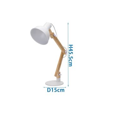 Lampada da scrivania pieghevole legno E27 Aigostar bianca 218195