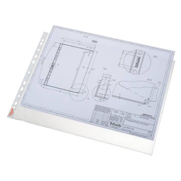 Buste a perforazione universale Esselte DELUXE goffrate antiriflesso trasparente 42x30 cm (A3 album) conf.50 - 55230