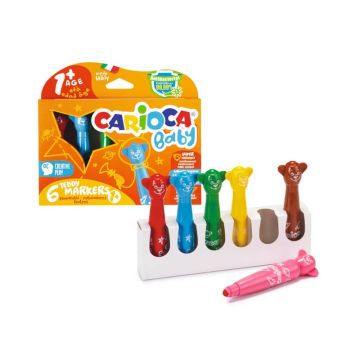 Pennarelli Carioca Baby Teddy 1+ in colori assortiti - conf. 6 pezzi - 42815