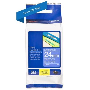 NASTRO BROTHER TZE-555 24MMx8MT LAMINATO BIANCO SU BLU
