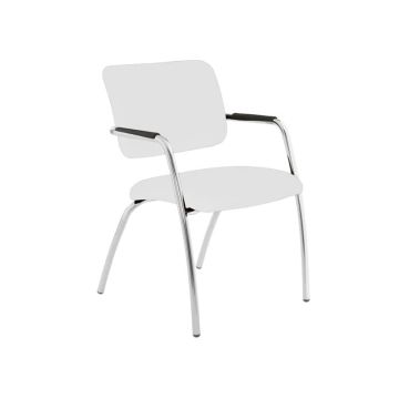 Sedia visitatore a 4 gambe Unisit Lithium LT4G struttura cromata - rivest. similpelle bianco - LT4G/KQ