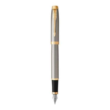 Penna stilografica Parker IM punta M inchiostro blu Brushed Metal GT - 1931656