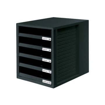 Cassettiera SCHRANK-SET HAN in polistirolo con 5 cassetti aperti nero 1401-13