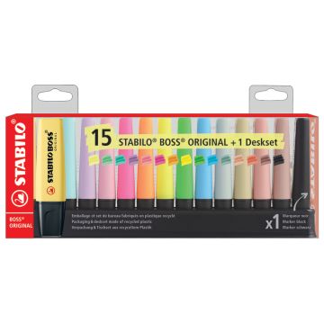 Desk set evidenziatori Stabilo Boss Original 2-5 mm - 15 colori assortiti F60915