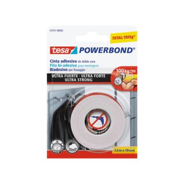 Nastro biadesivo tesa Powerbond ULTRA STRONG 19 mm x 1,5 m bianco 55791-00002-01