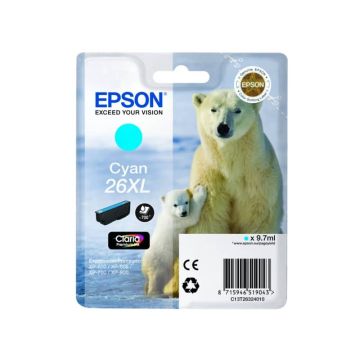 Cartuccia inkjet alta capacità Orso polare 26XL Epson ciano C13T26324012