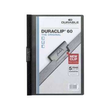 Cartellina con clip Durable DURACLIP A4 - dorso 6 mm - capacità 60 fogli nero - 220901