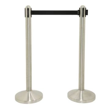 Colonnina segnapercorso in acciaio nastro retrattile 2,1m -101x51x51 cm Securit nero -