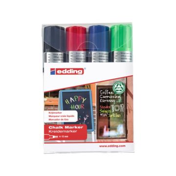 Marcatori a gesso liquido edding 4090 punta scalpello 4-15 mm assortiti confezione da 4 - 4-4090-4999