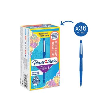Penne punta fibra Paper Mate Flair/Nylon M 1,1 mm blu special pack 36 pezzi - 2077175