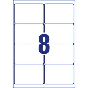 Etichette in carta riciclata bianca per buste e pacchi Avery 99,1x67,7 mm - 8 et/foglio - Laser cf. 100 ff LR7165-100