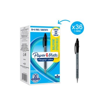 Penna a sfera a scatto Paper Mate Flexgrip Ultra M 1,0 mm nero confezione da 36 - 1910073