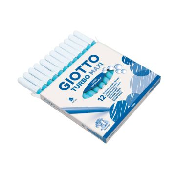 Pennarello GIOTTO Turbo Maxi punta grossa in fibra 5 mm azzurro cielo Conf. 12 pezzi - 456028