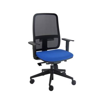 Sedia operativa girevole con schienale in rete rivestim. ignifugo synchro Blaze Unisit blu - BLYN/BR/IB