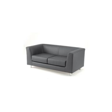 Divano attesa a 2 posti Unisit Quad QD2 schienale fisso - rivestimento in vera pelle grigio - QD2/PT