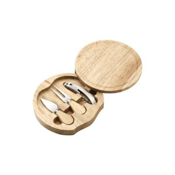 Set formaggio con tagliere, coltelli, apribottiglie in conf. da 4 pz 4582-011