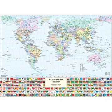 CARTA GEOGRAFICA SCOLASTICA MURALE MONDO BELLETTI