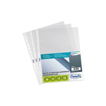 Buste trasp. a foratura universale FAVORIT liscia superior 21x29,7 cm conf. da 50 - 100460025