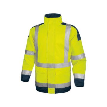 Giacca da lavoro Delta Plus Parka Easy View c/zip imperm. - Cl.3 - 4 tasche - argento giallo fluo-blu - L - EASYVJMGT