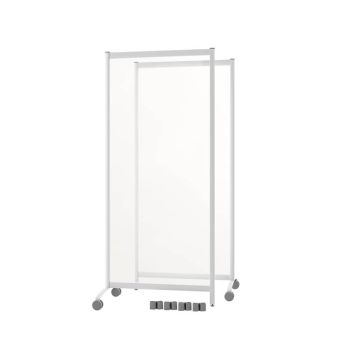 Pannelli separatori di protezione mobili con ruote Paperflow in plexiglass trasparente - 76x44xh170 cm - Set 2 pz.
