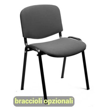 Sedia visitatore 4 gambe Unisit Dado D5S acciaio nero - rivestimento Eco ppl - grigio chiaro - Conf. 4 pezzi - D5S/4/EI
