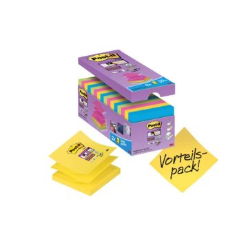 Foglietti Post-it Super Sticky Z-notes assortiti conf. 14 blocchetti + 2 gratis da 100 ff - R330-SS-VP16-EU